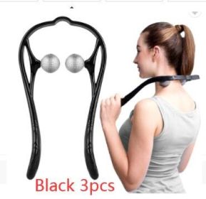 Plastic Pressure Point Therapy Neck Massageador Massagem Relieve Hand Roller Neck Massager For Neck Shoulder Trigger Point (Option: Black 3pcs)