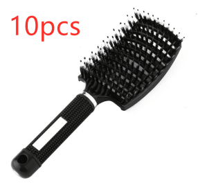 Hairbrush Anti Klit Brushy Haarborstel Women Detangler Hair Brush Bristle Nylon Scalp Massage  Teaser Hair Brush Comb (Option: Black-Brush-10pcs)