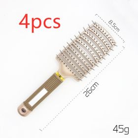 Hairbrush Anti Klit Brushy Haarborstel Women Detangler Hair Brush Bristle Nylon Scalp Massage  Teaser Hair Brush Comb (Option: Gold-No brush-4pcs)