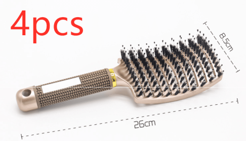 Hairbrush Anti Klit Brushy Haarborstel Women Detangler Hair Brush Bristle Nylon Scalp Massage  Teaser Hair Brush Comb (Option: Gold-Brush-4pcs)